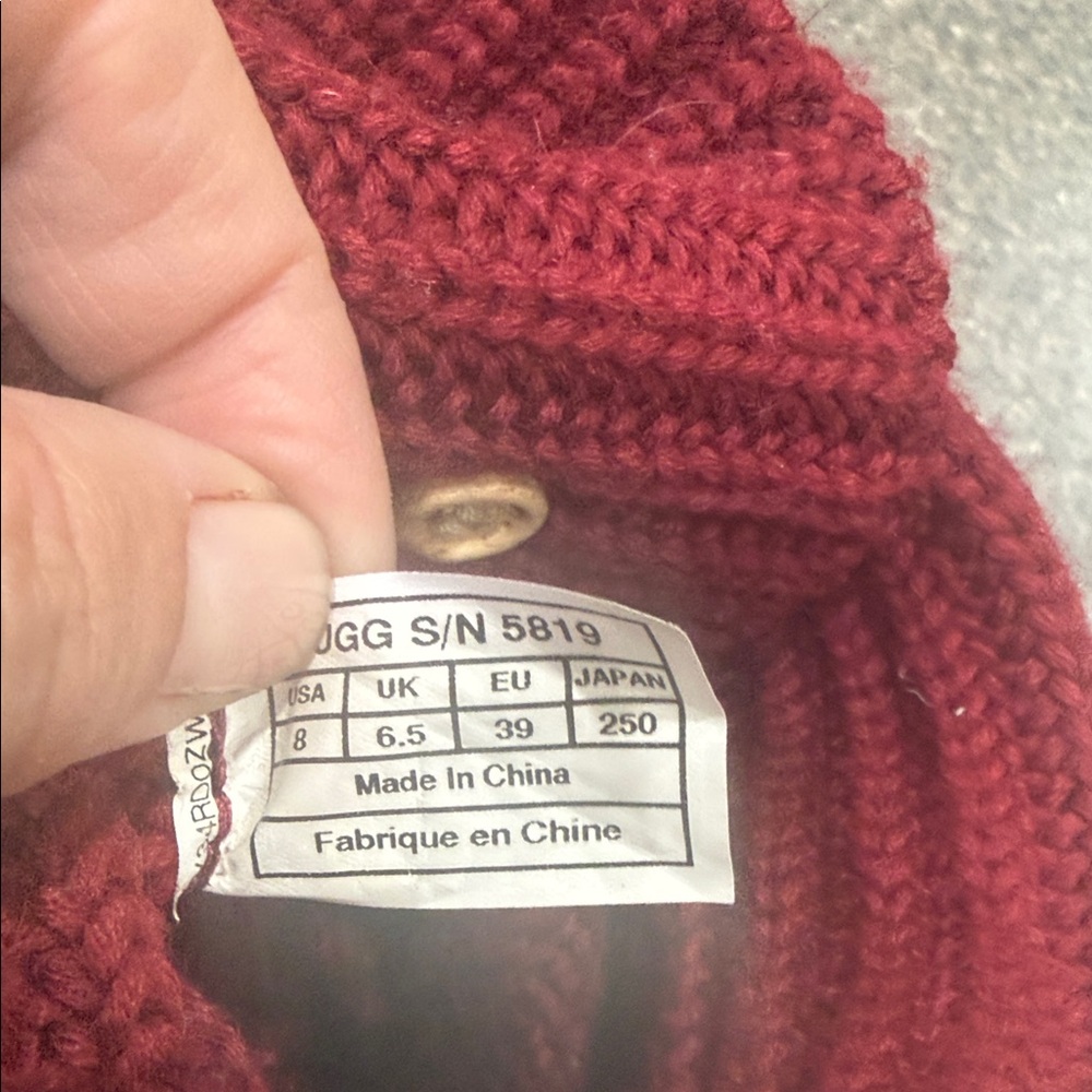 UGG Women's Burgundy Knit Tall Button Boots. - Picture 6 of 6